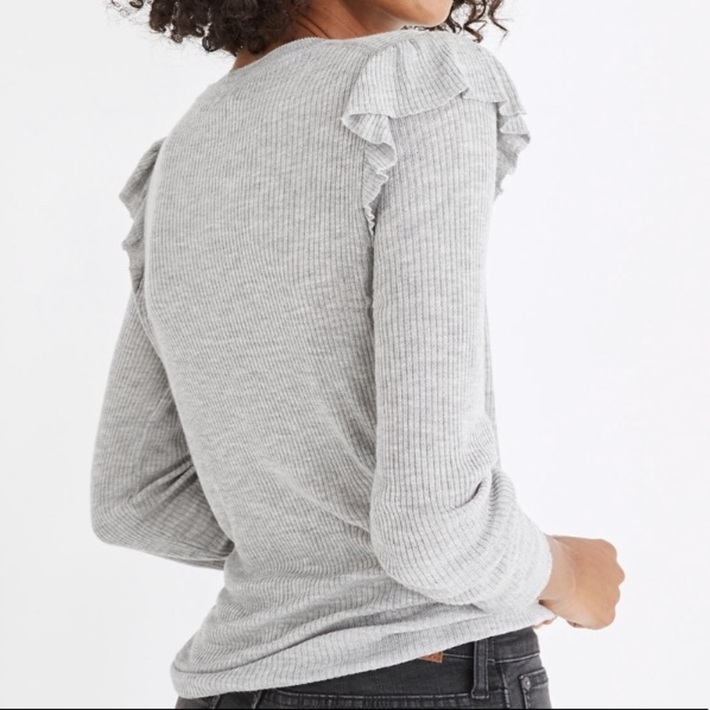 MADEWELL gray long sleeve ribbed top